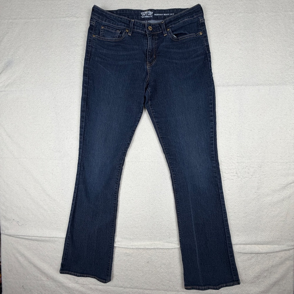 Signature Levi Strauss Modern Boot Cut Jeans Dark Wash Stretch Denim Size 14 L/C
